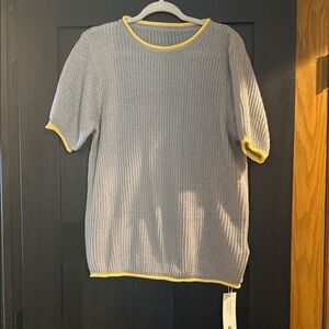 Gray and Yellow Women's Crew Neck Sweater